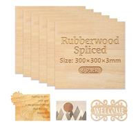 Uadme Madera 3mm, Tablero Madera, Contrachapada 30x30 cm, 6 Piezas Madera Contrachapada, A4 Chapa de Madera, para Bricolaje, Manualidades, Grabado Láser (Madera de Caucho Empalmada)
