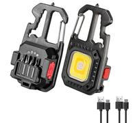 Uadme Mini Linterna LED, 2PCS Linterna Llavero 6 Modos, 1000 Lumen, COB Lámpara de Trabajo Recargables, para Camping Emergencia