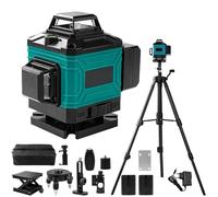 Uadme Nivel Laser Autonivelante 360 Grados con Trípode, 4D 16 Líneas Nivel Laser Verde, 360 Líneas Vertical/Horizontal Conmutables, 2 x 4800mAh Baterías, Control Remoto, Base Magnética (Verde)