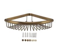 Uadme Rinconera Ducha, Vintage Latón y Acero Inoxidable Triangular Estante Ducha Rinconera Esquinero Ducha Organizador Baño para Cocina y Baño(21CM)