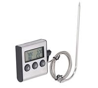 Uadme Termometro Cocina, Food Thermometer, Termometro Digital Cocina con Sonda, con Temporizador y Pantalla LCD, para BBQ Carne Alimentos Parrilla Horno, 0-250 °C
