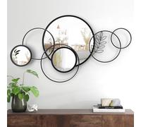 Uaeoo Espejo de pared decorativo, espejos decorativos redondos impresos, decoración grande de metal para entrada, sala de estar, dormitorio, comedor, cocina, decoración de 45 x 25.5 pulgadas