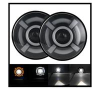 UAGFDFF Carcasas Para Faros Para Camión Vehículo Todoterreno 4x4 Faro Delantero 7 Pulgadas 2x Led Para Coche Ojos En Ángulo H4 Halo Alto/bajo DRL Luces Circulación Diurna(50w Halo lightBlackD)