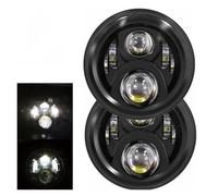 UAGFDFF Carcasas Para Faros Para Land Para Rover 90/110 1983 A 1991 Faro 7 Pulgadas 2x Led Para Coche Hi/Low H4 Halo Angle Eyes DRL 1967-1981 Luces Circulación Diurna(50w lightBlack)
