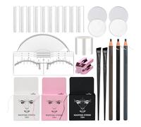 UAKERLED Kit de mapeo de cejas de 10 m, cuerda de mapeo negro, blanco y rosa, 50 calcomanías para regla de cejas, corrector de cejas blanco, 2 pinceles de cejas, lápiz de cejas y afilador de afeitar