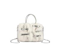 UALXPAO Bolso tote de felpa Bolso de piel for mujer, estilo nicho, bolso mano con for el hombro, bolsos for(White)