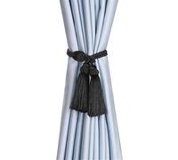 UALXPAO Curtain Tiebacks 1Pc Tassel Curtain Tieback Decoration Polyester Rope Tiebacks for Curtains Accessories Weave Livingroom para Salón Dormitorio Oficina(Black)