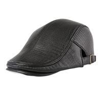 UALXPAO Gorras Planas Hombre Boina de Hombre, Gorra Plana Cuero Oveja, otoño e Invierno para Hombres(Black 2,XL)