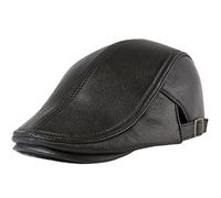 UALXPAO Gorras Planas Hombre Boina de Hombre, Gorra Plana Cuero Oveja, otoño e Invierno para Hombres(Black,XL)