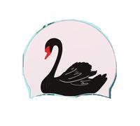 UALXPAO Gorro de Natación Gorro de natación for Mujer, Gorro Impermeable con protección for los oídos, elástico Silicona Estampado Cisne, Accesorios for Piscina para Piscinas(NO.4)