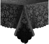 UALXPAO Mantel Antimanchas Mantel Rectangular de Vinilo Impermeable a Prueba Aceite, Cubierta Mesa limpiable for Cocina y Comedor para Comida Boda Fiesta Cocina Camping(Black,153X153CM)