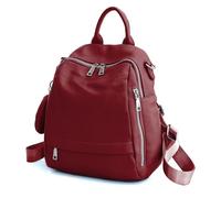 UALXPAO Mochila Mujer de Cuero Mochila de cuero for mujer, bolso escolar, viaje, hombro, mano, mochila for chica para Uso Diario, Viajes, Escuela(Wine Red)