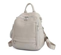 UALXPAO Mochila Mujer de Cuero Mochila de cuero for mujer, bolso escolar, viaje, hombro, mano, mochila for chica para Uso Diario, Viajes, Escuela(Beige)