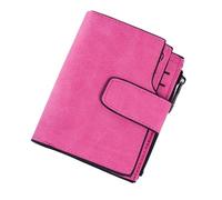UALXPAO Monederos Mujer Carteras Cortas de Moda for Mujer, de Piel sintética Mate, Monedero pequeño Informal con Cremallera, Monedero, Cartera con Broche, Tarjetero con Clip(Rose Red)