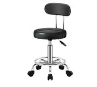 UALXPAO Taburete con Ruedas Taburete Giratorio de Cuero sintético con Ruedas, Respaldo bajo, Altura Ajustable, for salón Trabajo, Dibujo y reposapiés(Color1)