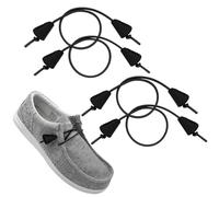 UamGlsob 2 Pares Cordones Elásticos Goma para Zapatos Hey Dude, Sin Atar y Sin Nudos, Fáciles de Usar (Black, 15"/38cm)