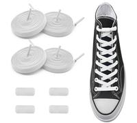 UamGlsob 2 pares de cordones elásticos sin nudos para zapatillas Converse Altas, 8 mm de ancho 140 cm de largo, cordon elastico para zapatillas de correr sneakers (White,54"/140cm)