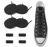UamGlsob 2 pares de cordones elásticos sin nudos para zapatillas Converse Altas, 8 mm de ancho 140 cm de largo, cordon elastico para zapatillas de correr sneakers (Black,54"/140cm)