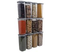 uandu - Caja de almacenamiento de cocina, lote de 12, frascos herméticos de plástico sellada con tapa, frascos de almacenamiento de cocina, de plástico, sin BPA, cajas de cereales, pasta, harina,