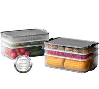 uandu Fiambreras para frigorífico, almacenamiento de salchichas, fiambreras, apilables, organizadores de frigorífico, recipientes con tapa, fiambreras, caja de almacenamiento para salchichas y queso