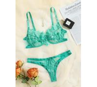 UANGLI Conjunto de Bralette de Ropa Interior con Anillo de Acero de Encaje Fino para Mujer, Ajuste Ajustado Transparente