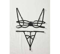 UANGLI Conjunto de lencería con Tiras para Mujer, Bragas Transparentes con Sujetador Push-up
