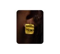 UANNEAU Pendientes gruesos de oro para mujer, chapados en oro de 14 quilates, delicados aretes cuadrados ondulados, minimalistas, hipoalergénicos, regalos para su madre, L, Cobre, Sin piedra preciosa