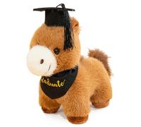 Uanqfegy Animal de Peluche de graduación, Caballo académico de Peluche con Birrete y Bandana, 10 Pulgadas, Color marrón