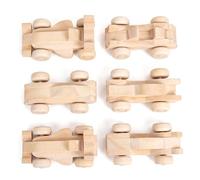 Uanqfegy Coches de Madera para Pintar - 6 Piezas de Manualidades de Madera Natural para niños, Mini Coches de Carreras de Graffiti para niños y niñas, inspiración artística
