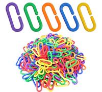Uanqfegy Eslabones de Cadena de plástico, 200 Piezas de eslabones Intercambiables con Clip en C Coloridos, Clips para Jaula de pájaros para Loros, Juguetes para Ratas y Mascotas