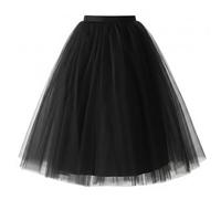 Uanqfegy Falda de Tul para Mujer de 5, Falda de Enagua hinchada de línea A, Faldas de Tul con Cintura elástica para Mujer, Vestido de Noche de Baile de graduación, 25, 6 Pulgadas/Negro