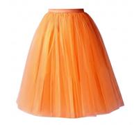 Uanqfegy Falda de Tul para Mujer de 5, Falda de Enagua hinchada de una línea, Faldas de Tul con Cintura elástica para Mujer, Vestido de Noche de Baile de graduación, 25, 6 Pulgadas/Naranja