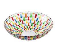 Uanqfegy Frutero de cristal pintado a mano, servidor decorativo trenzado colorido para boda en casa, 10x3