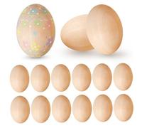 Uanqfegy Huevos de Juguete de Madera realistas, 15 Piezas, Huevos de Madera para Manualidades, Caja Nido, Comida de Pascua, Juguete, decoración del hogar, Bricolaje, Color Beige