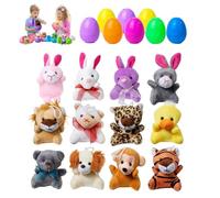 Uanqfegy Huevos de Pascua rellenos de plástico con animales de peluche, 12 piezas, rellenos de huevos de Pascua con animales de peluche sorpresa para niños, cestas, regalos de fiesta, vacaciones
