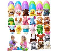 Uanqfegy Huevos de Pascua rellenos de plástico con animales de peluche, 24 piezas, rellenos de huevos de Pascua con animales de peluche sorpresa para niños, cestas, regalos de fiesta, vacaciones