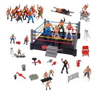 Uanqfegy Juego de Anillo de Lucha dinámico con tapete con Resorte, Juguete de Anillo de Lucha con Cuerdas Flexibles para Figuras de acción niños coleccionistas, Cuadrado