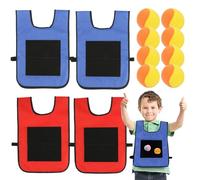 Uanqfegy Juego de Bolas de Dodgeball con Chalecos, 4 Unidades, 8 Pelotas Deportivas, 4 Chalecos de Bolas Adhesivas, Juego Interactivo de Tiro para niños Que juegan al Aire Libre