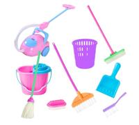 Uanqfegy Juego de Herramientas de Limpieza para casa de muñecas en Miniatura, 9 Piezas, fregona, Cubo, recogedor y Cepillo, Accesorios para Jugar a muñecas