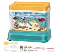 Uanqfegy Juguete Educativo para Acuario de bebé con luz y música, Juego de Pesca magnético con 4 Peces, 2 cañas y Red para niños