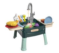 Uanqfegy Juguete para Fregadero para niños, 23 Piezas de plástico con Grifo de Agua Corriente, Juego de rol para Cortar Frutas y Verduras para Mayores de 3 años