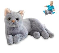 Uanqfegy Juguete Suave para Gatos - Almohada de Gato de simulación, Peluche de Animal de Peluche Vivo y Realista, Gris para niños 11.81