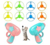 Uanqfegy Lanzador Interactivo de Disco Volador para Gatos, 10 Unidades/Juego, platillo Colorido, Juguete Disparador para Entrenamiento en Interiores y Exteriores