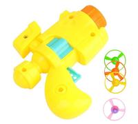 Uanqfegy Lanzador Interactivo de Juguete para Buscar Gatos Brillantes para Jugar en Interiores y Exteriores - Incluye 1 Lanzador y 4 Discos de hélice (Amarillo)