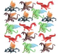 Uanqfegy Mini Figuras de dragón, 16 Piezas de Dragones voladores Antiguos de plástico realistas, para proyectos de Ciencia, decoración de Pasteles, educación para niños