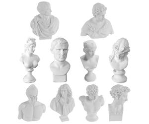 Uanqfegy Mini Figuras de Estatua Griega para Estudio de Arte, Paquete de 10 estatuas de Busto, esculturas Romanas de Resina detalladas para Dibujar, Referencia, decoración de Escritorio