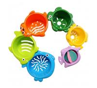Uanqfegy Tazas apilables Caterpillar de 6, Juguetes de baño para bebé, Aprendizaje temprano, reconocimiento de Color y tamaño, Juego de Agua en la bañera