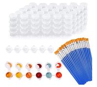 Uanratg 20 Tiras, 120 Botes, Botes de Pintura VacíOs, Tiras, Mini Contenedores de Almacenamiento Transparentes y 20 Piezas, Pinceles para Pintar, Manualidades