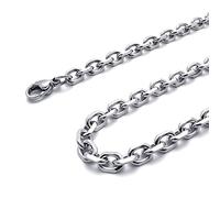 Uanratg Cadena de joyeria de Hombres y Mujeres, Collar de Acero Inoxidable, Plata - Anchura 3mm - Longitud 70cm