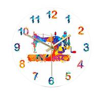 Uanratg - Máquina de coser de acuarela para arte y impresión de reloj de pared, sastre de costura, dormitorio, signo, silencioso, decoración